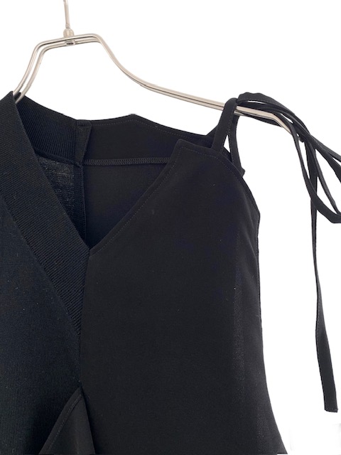 【ENFOLD-エンフォルド】 WOVEN KNIT VEST BLACK